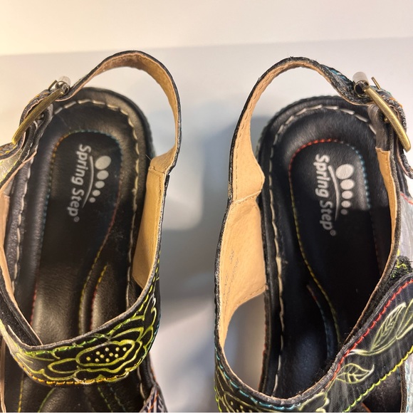 Spring Step Suzanne Leather Black Comfort Sandals - Picture 3 of 11